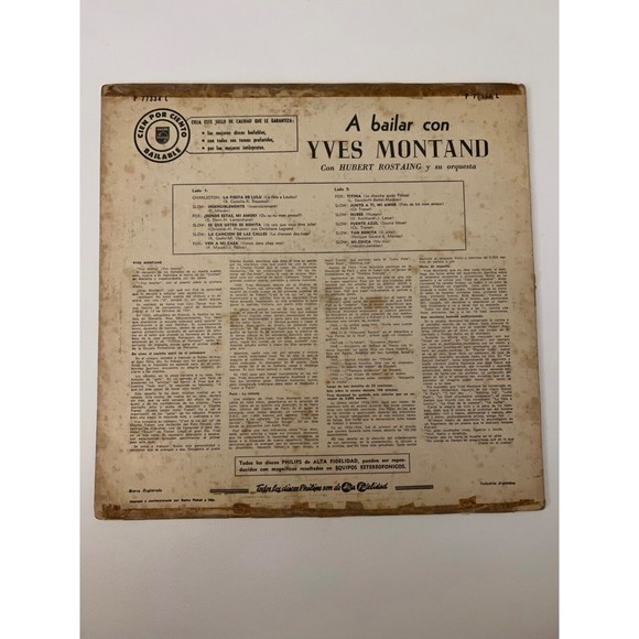 A Bailar Con Yves Montand LP Philips 77334 VG Argentina - Picture 2 of 9